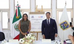 ALE ROJO DE LA VEGA Y FELIFER MACIAS FIRMAN CARTA DE AMISTAD CUAUHTEMOC-QUERETARO PARA COMPARTIR BUENAS PRACTICAS DE GOBIERNO